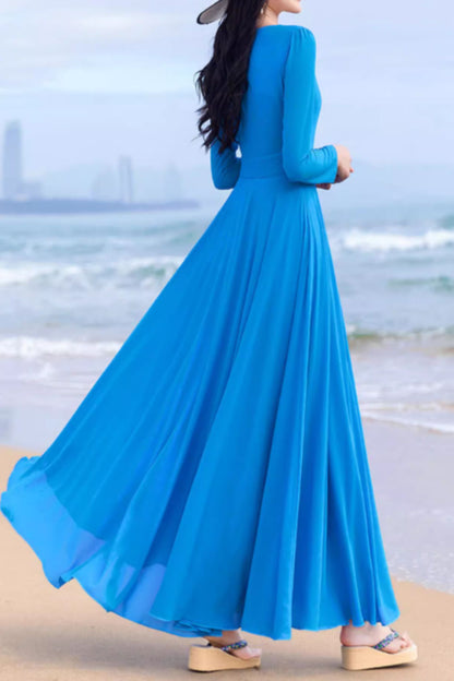 Swing a line summer maxi chiffon dress 5159