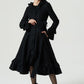 long black ruffled wool coat for women 1970#