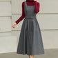 Gray sleevelss wool dress with belt 6427