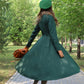 Green Winter Women Custom Retro Wool Coat 3155