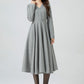 Gray midi wool dress for women 5304