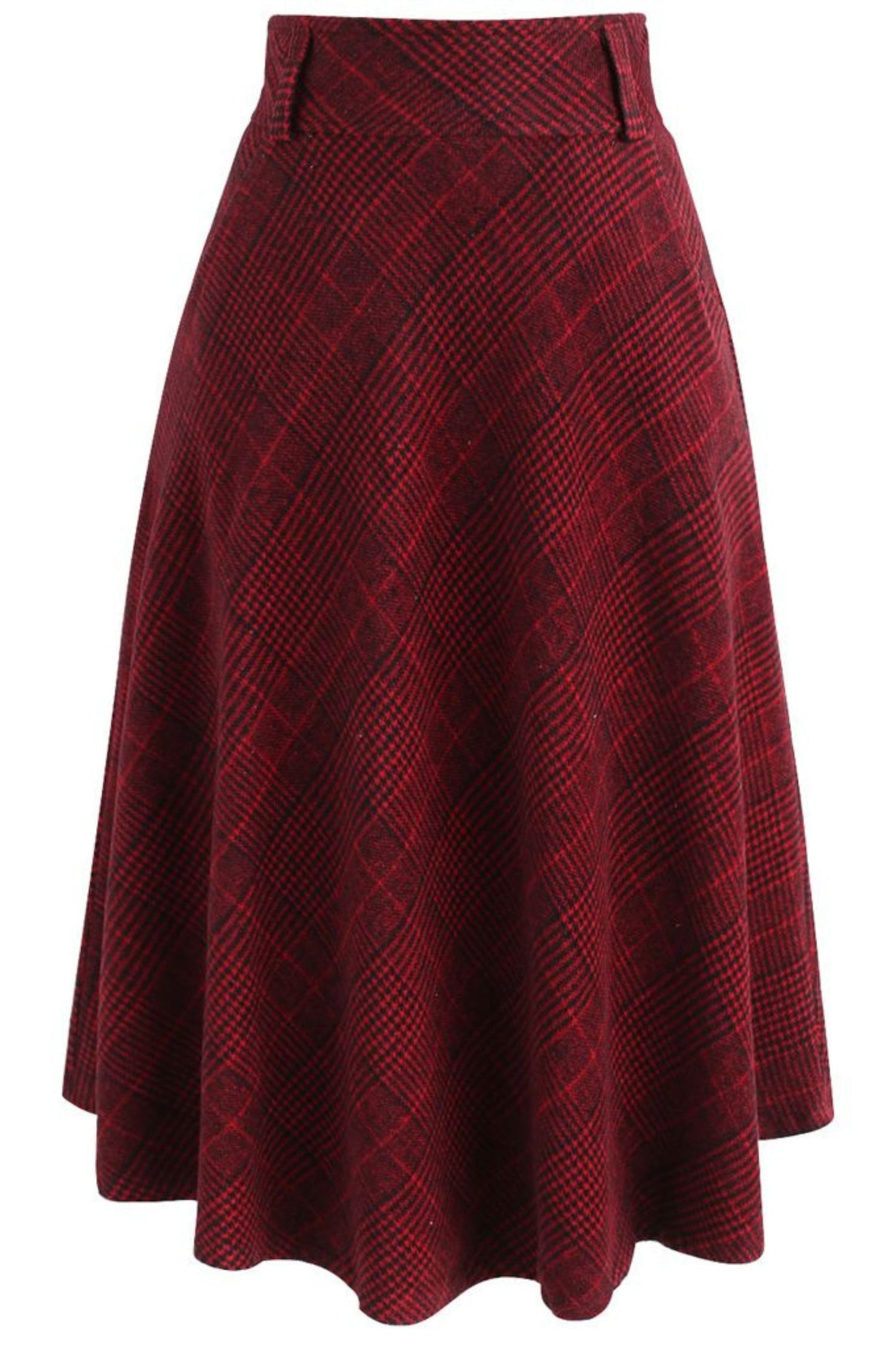Red a line plaid winter wool skirt 5185