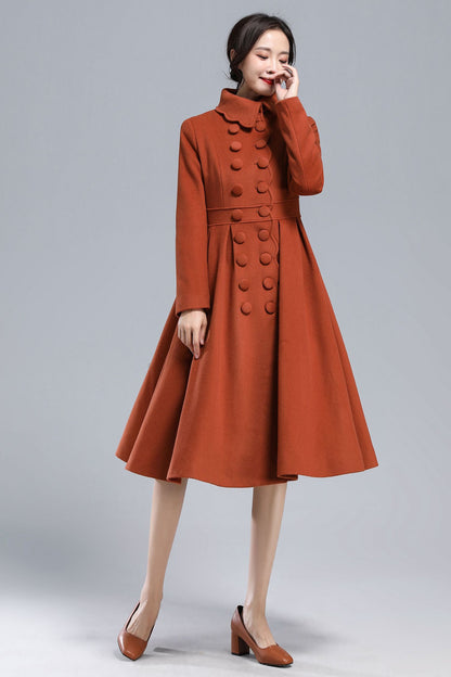 Handmade Caramel Wool Coat – Vintage Princess Winter Maxi Overcoat 3164
