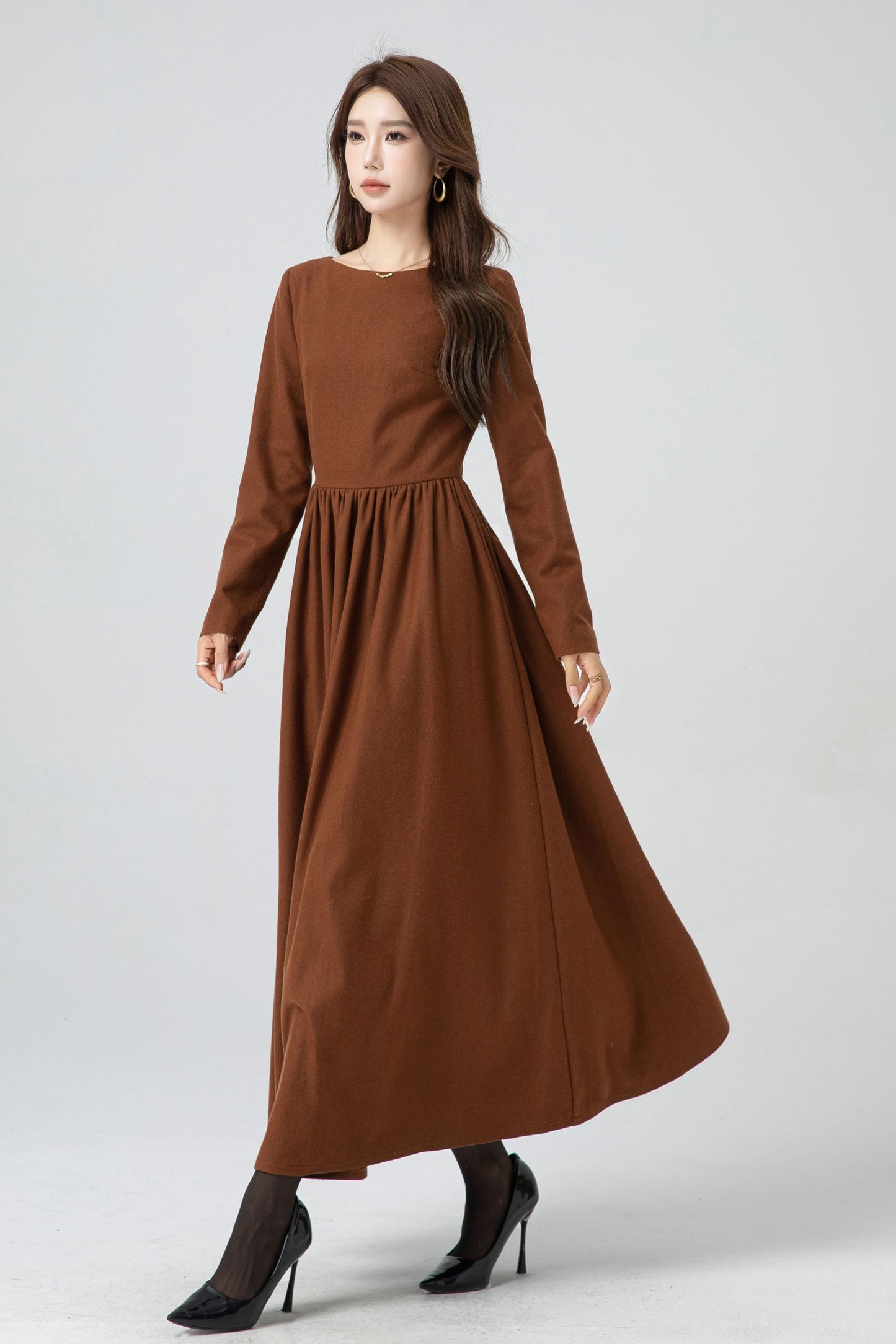 Wool maxi winter womens dresses 5305