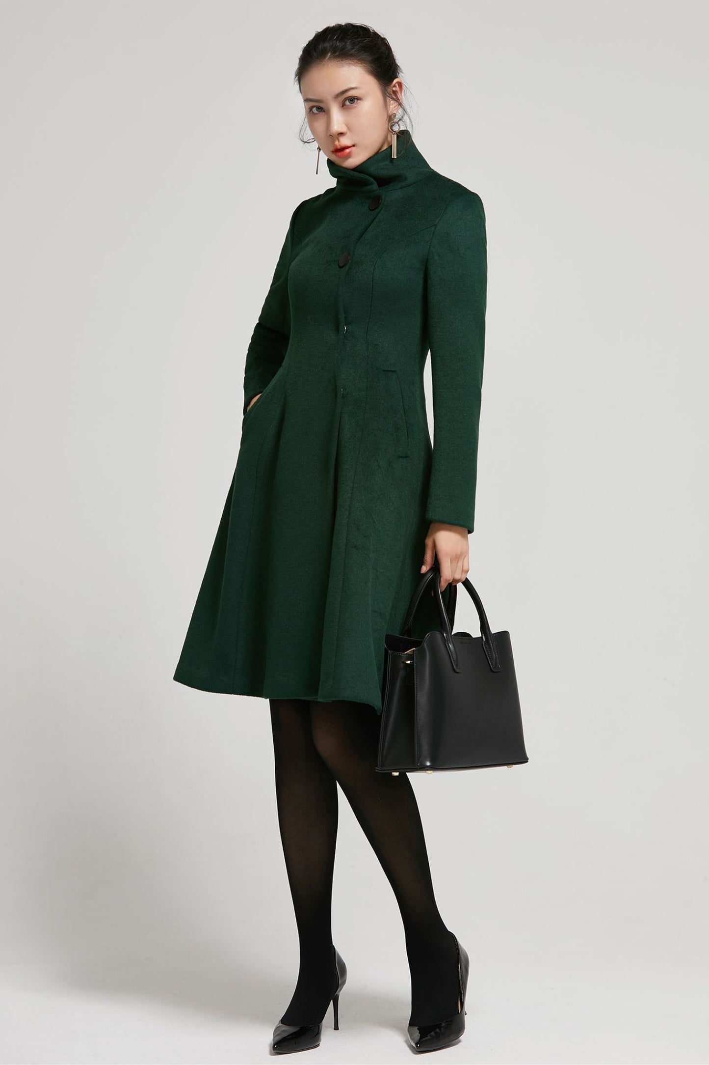 Vintage Inspired Emerald Green Winter coat women 2313