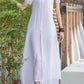 Maxi white layered summer dress women 2875