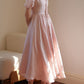 Pink fit and flare summer linen dress HY0037