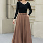 Brown button front a line wool skirt 5453