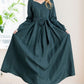 Customizable Dark Teal Linen Maxi Dress 5639