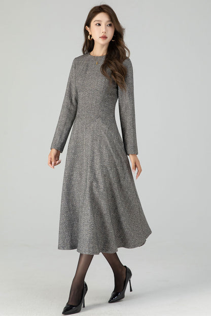A-Line winter gray wool dress 4548