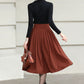 Xiaolizi Rust Brown Wool Midi Skirt for Women – Handmade High-Waist A-Line Winter Skirt 6608