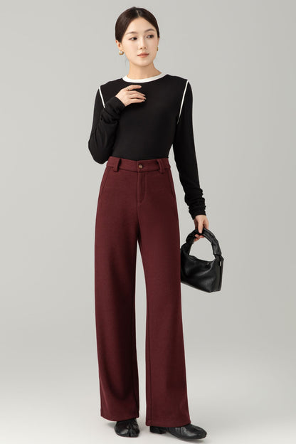 Loose fitting casual winter wool pants 6465