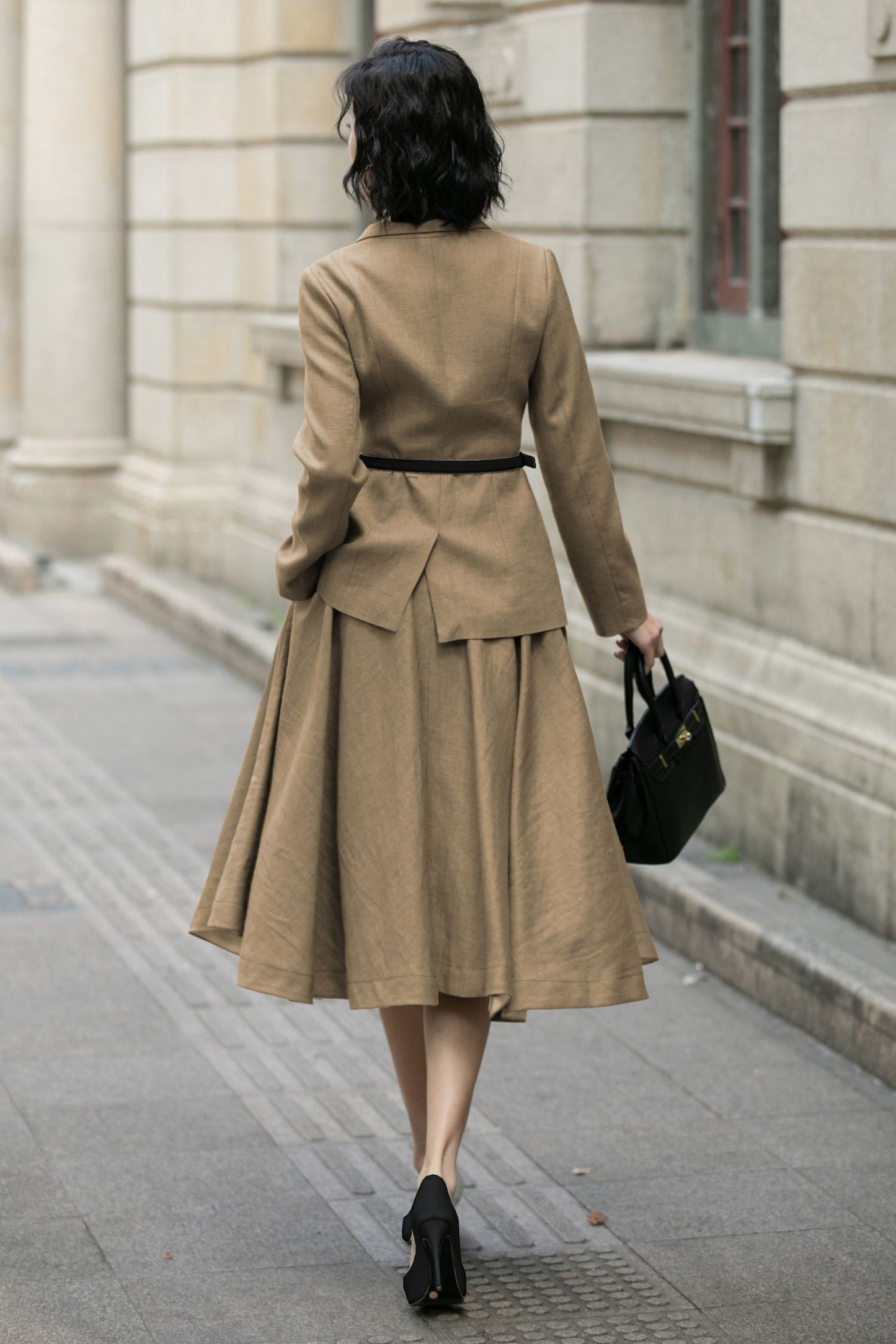 Linen Short Jacket – Button Closure with Lapel Collar and Side Pockets for Spring & Autumn 6710
