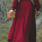 Long sleeves burgundy spring linen dress 5105