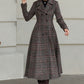 Plaid Vintage inspired Long wool coat 6529