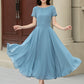 Blue swing midi summer prom chiffon dress 5147