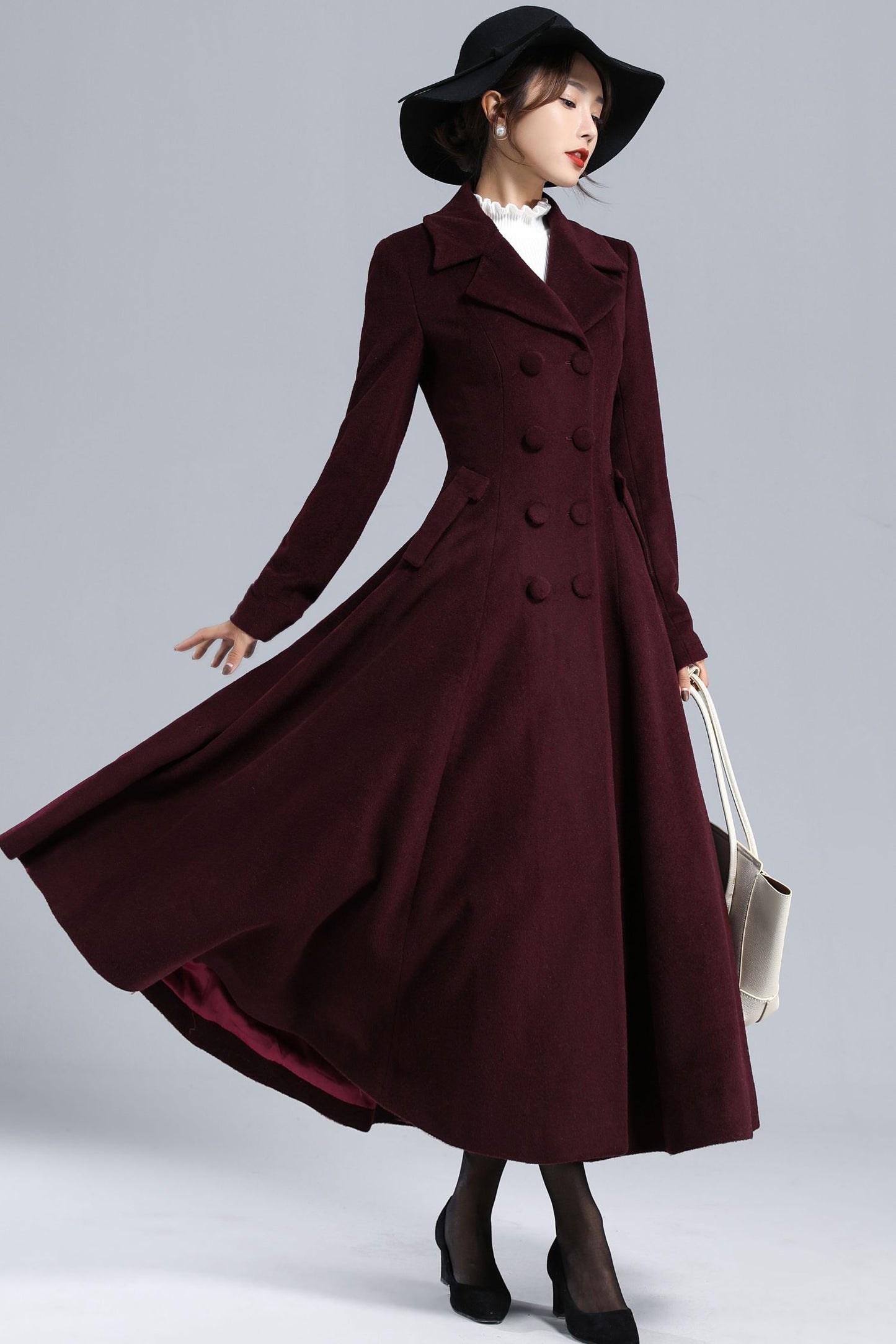 1950s Long Wool Princess Coat 3239