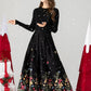 Black Maxi Embroidered Wool Skirt 4612