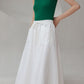 White a line elastic waist skirt with pockets L0605