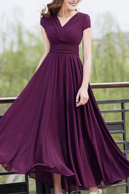 V neck prom summer wedding chiffon dress 5162