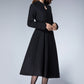 Mandarin collar black winter wool dress women 1872