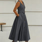 Gray Handmade Wool Pinafore Midi Dress – Vintage A-Line Style 6614