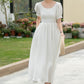 White Linen Midi swing Wedding Dress 5983