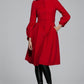 Vintage Red Wool Princess Coat – Bracelet Sleeves, Below-Knee, Pleated Skirt 6350