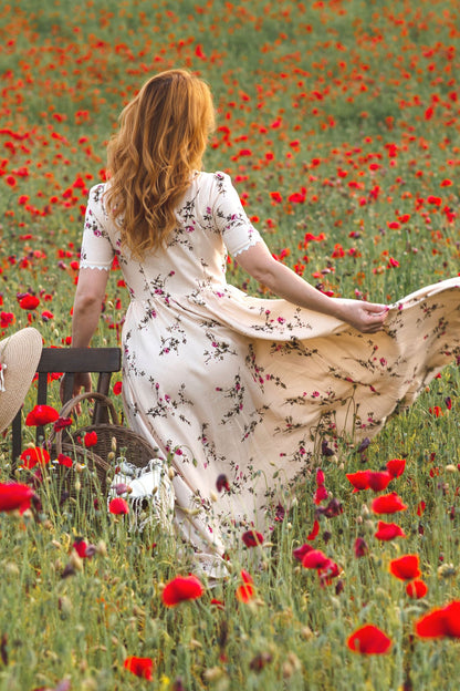 Floral Summer Linen Maxi Prom Dress 5211