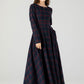 Tartan fit and flare wool maxi dress 5266