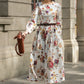 Vintage-Inspired Floral midi linen Dress 5685