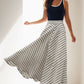 Maxi a line stripled summer linen skirt 5120