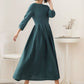 Green Linen Maxi Swing Dress - Flowy A-Line Design 5513