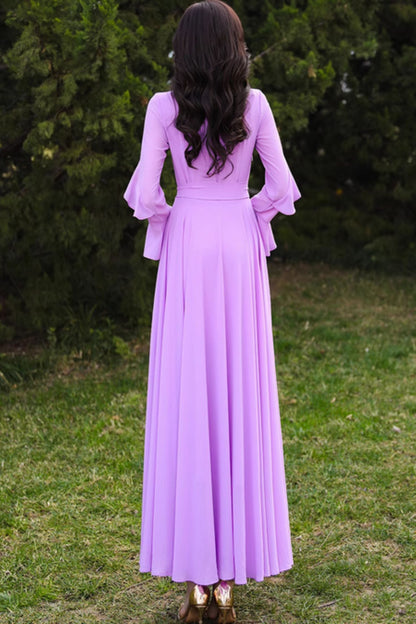 Prom summer purple maxi wedding chiffon dress 5072