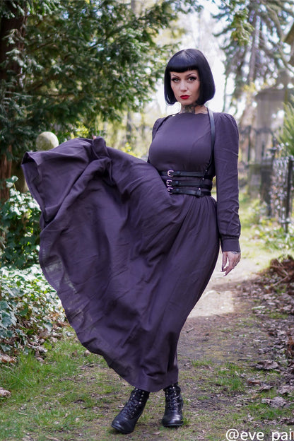 grey gothic dress Stevie Nicks Style Whimsical Witch Goth Wedding Petticoat Dress - Black Cotton with Grey Tulle and Lace - Sale 12