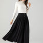 Swing black long pleated wool skirt 4611