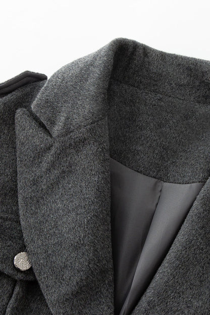 Gray military short wool coat 4605