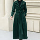 Green long wool trench coat women 5350