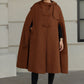 Handmade Wool Hooded Cape – Vintage Winter Cloak Coat with Pockets 6527