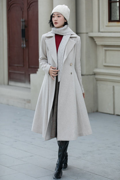 Vintage Wool Blend Coat – Handmade Winter Overcoat with Lining 5456