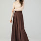 Brown wide leg long wool pants women 4554