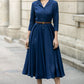 Navy shirt linen dress for women 5682