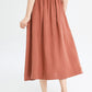 A Line Red Button front Midi Skirt 4236
