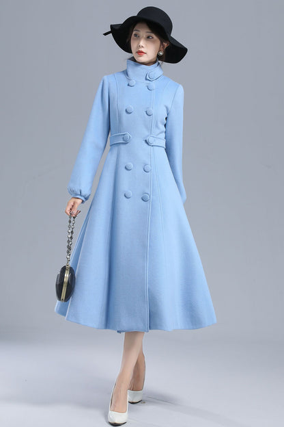 High Neck Warm Winter Wool Coat 3211