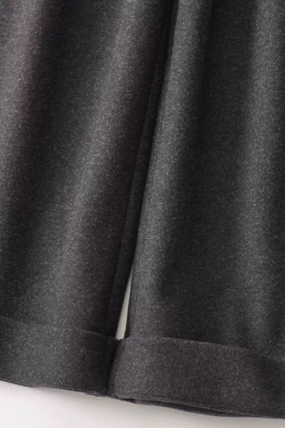 Gray wide leg wool pants women 6224