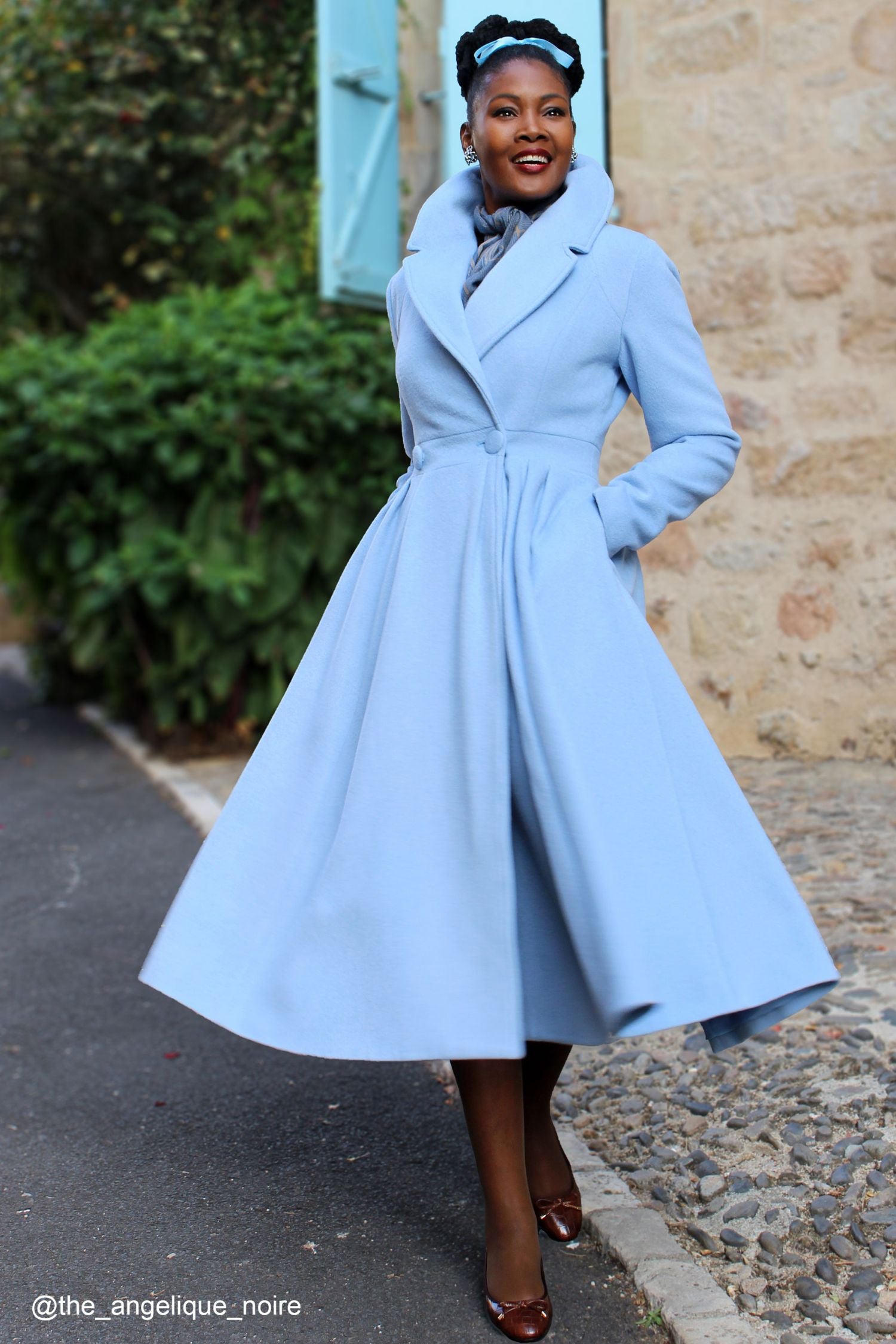 Handmade Light Blue Wool Coat Fit & Flare | Xiaolizi Blue / L Handmade Light Blue Wool Coat Fit & Flare | Xiaolizi Blue / L