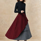 Vintage Wool Maxi Skirt Dark Red – Layered Houndstooth Detail – 6516