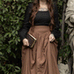 Brown maxi wool skirt for winter 4732#