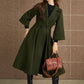 Green princess long winter wool coat 5364