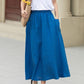 A line blue summer midi skirt with pockets 4956